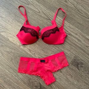 Victoria Secret red push up bra and matching panty set